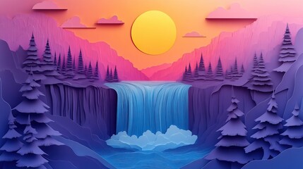 Poster - Athabasca Falls surrounded by stunning natural scenery Waterfall amidst beautiful landscape