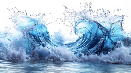 Poster - Powerful Crashing Waves With Surging Energy and Dramatic Watery Motion. This image captures the intense and dynamic nature of a stormy ocean.