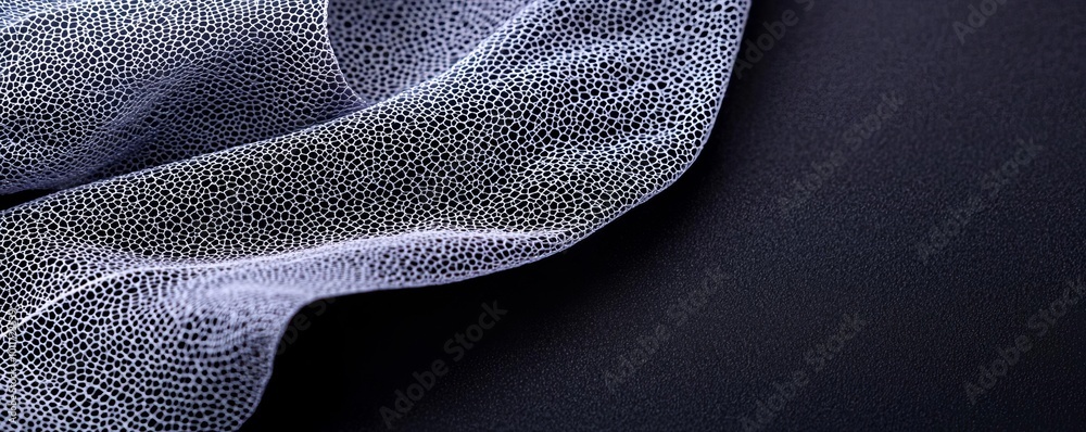 Abstract translucent fabric draped gracefully over a dark background ...
