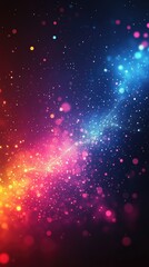 Wall Mural - Abstract background with colorful particles flowing in cyberspace