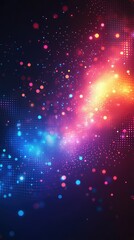 Wall Mural - Abstract background with colorful particles flowing in cyberspace