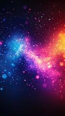 Wall Mural - Abstract background with colorful particles flowing in cyberspace