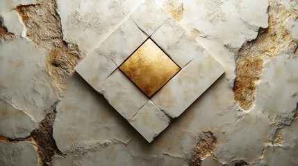 Poster - Abstract geometric design featuring a gold accent on textured surface.