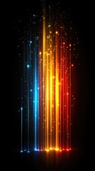 Wall Mural - Vibrant light streaks cascading against a dark backdrop, digital artwork