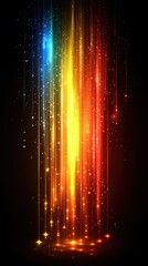 Wall Mural - Vibrant light streaks cascading against a dark backdrop, digital artwork