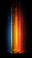 Wall Mural - Vibrant light streaks cascading against a dark backdrop, digital artwork