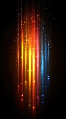 Wall Mural - Vibrant light streaks cascading against a dark backdrop, digital artwork