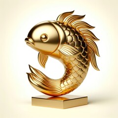 Wall Mural - a beautiful gold shinny metallic chinese carp fish character.