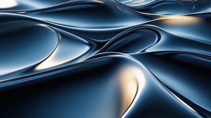 Poster - Abstract depiction of smooth, flowing metallic surfaces with reflective qualities.