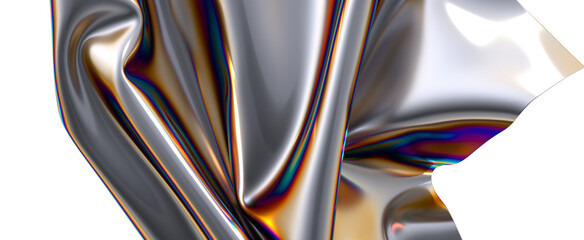 Poster - A vibrant abstract swirl of iridescent fabric The colors are flowing and dynamic