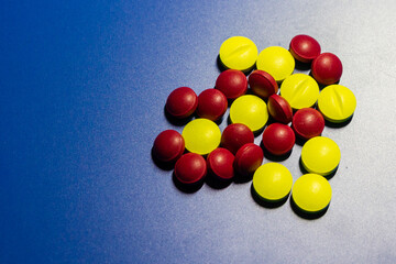 pills on a blue background