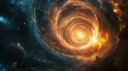Poster - Solar system, wormhole and universe space vortex in dark sky for astrology black hole, galaxy or science research, spiral explosion, cosmic creation and big bang 