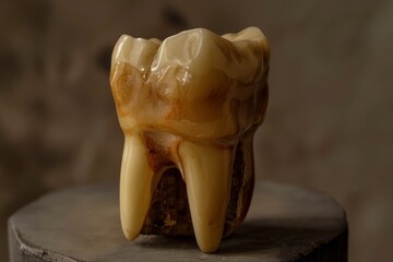 Realistic human tooth model on dark background