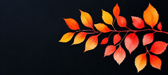 Canvas Print - Autumn leaves on a black background.