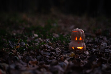 Wall Mural - Jack o'Latern Halloween in the Woods. Halloween Decoration. 