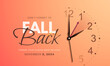 © Heiness - Daylight saving time ends. Fall back concept banner with wall clock face, realistic hands and golden confetti. Clock Dial with hands moving backward by an hour in november 3, 2024. Vector illustration
