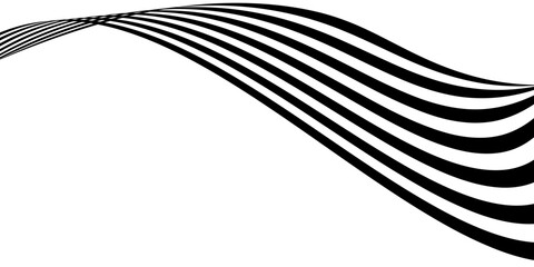 Wall Mural - abstract perspective line stripes in black colour with 3d dimensional effect isolated on white.