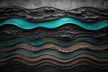 Wall Mural - Layered waves of textured materials in earthy tones.