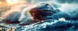 © Nawarit - Electric watercraft on dynamic waves, modern and thrilling, Coastal, Cool tones, Photograph, Water adventure