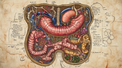 Poster - Detailed Illustration of Human Digestive System Anatomy