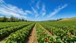 © วรรณภา มะโนศรี - Lush Strawberry Field Under Blue Sky