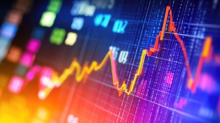 Poster - Colorful Stock Market Graph and Data Visualization