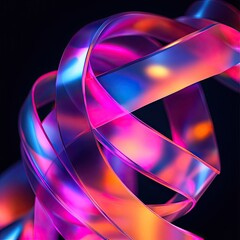 Poster - Colorful translucent ribbon swirl creating a vibrant, dynamic visual effect perfect for design and artistic projects.
