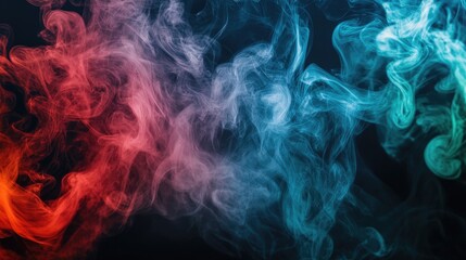 Poster - Abstract Colorful Smoke Swirls on Dark Background
