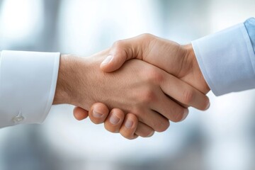 Close-up of business people handshaking, Generative AI