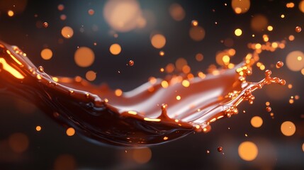 Poster - A splash of liquid with vibrant droplets and a soft bokeh background.