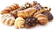 © DREAMERLYN STUDIO - A beautifully arranged selection of assorted pastries, including croissants, danishes, and eclairs, displayed on a pristine white background for an enticing treat.