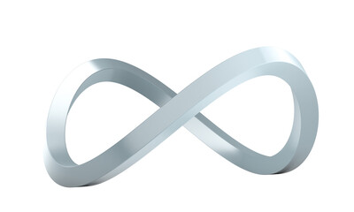 silver infinity symbol looping isolated white background 3d