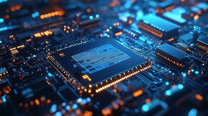 Poster - High-Tech Circuit Board with Glow Effects