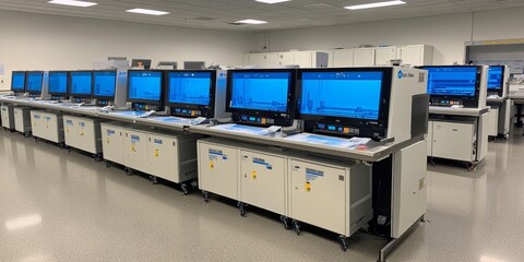 Poster - Industrial Robot in a Factory: Create an image of an industrial robot performing tasks in a factory setting, emphasizing automation and efficiency.
