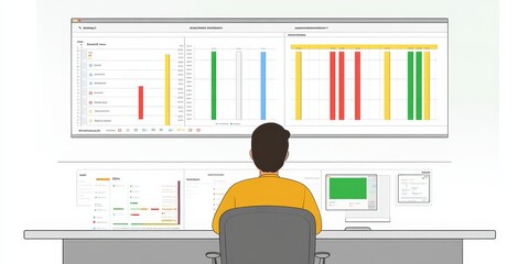 Fototapete - Project Management Methodologies: Create an infographic comparing various project management methodologies (Agile, Waterfall, Scrum, Kanban), highlighting their strengths