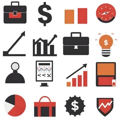 Poster - Sophisticated Business Icon Collection with Geometric Shapes and Symbols on Blank White Background