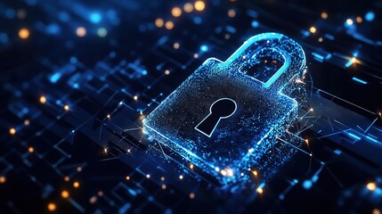 Poster - Digital Lock Symbol on Technology Background
