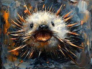 Poster - Hedgehog Portrait: A Close-Up Look at a Spiky Creature