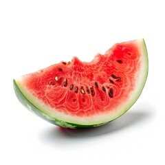 Poster - Vibrant Watermelon Slice with Red Flesh and Green Rind on White Background