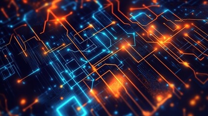 Poster - Abstract Digital Network with Bright Color Lines