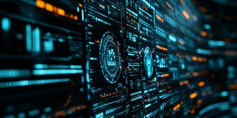 Fototapete - Key Performance Indicators (KPIs) for Digital Transformation: Illustrate a dashboard displaying KPIs relevant to digital transformation success, such as customer satisfac