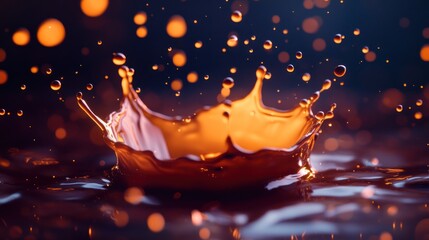 Poster - A close-up of a water splash, capturing dynamic movement and vibrant droplets.