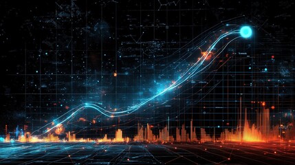 Poster - Futuristic Data Visualization with Growth Trend