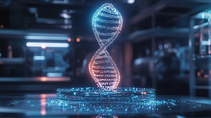 Poster - Futuristic DNA Structure in Digital Lab Environment