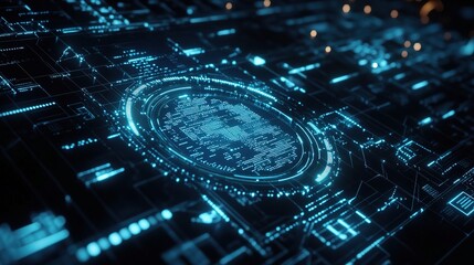 Poster - Futuristic Digital Interface with Blue Design Elements