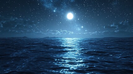 Canvas Print - Tranquil Night Ocean Under Starry Sky