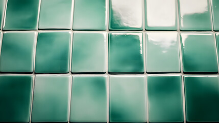 Wall Mural - Playful Green Tile Background: Light Teal and Dark White Lines