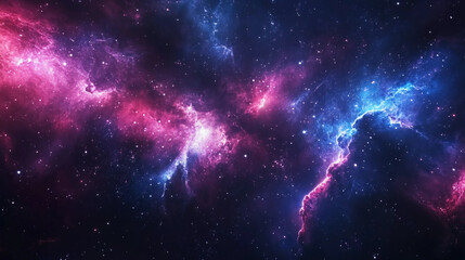 Wall Mural - vibrant pink and blue nebula in deep space. stunning cosmic clouds and star formation in the vast un