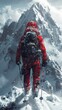 © The Singularity - Climber Ascending a Snowy Mountain Peak
