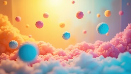 Poster - Colorful Abstract Joyful Wonder in Soft Clouds